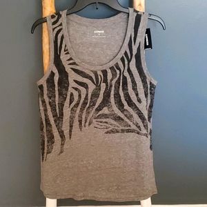 Express gray and black zebra print tank top scoop neckline. NWT Small